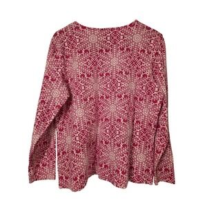 Christopher Banks Women's Long Sleeve Top Pink‎ Beige Print Casual Blouse